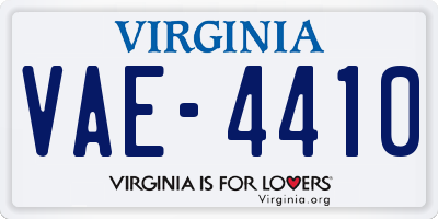 VA license plate VAE4410