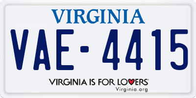 VA license plate VAE4415