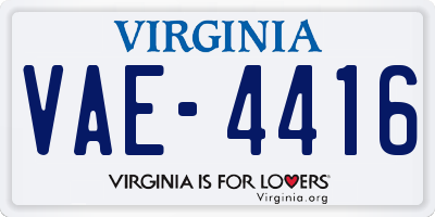 VA license plate VAE4416