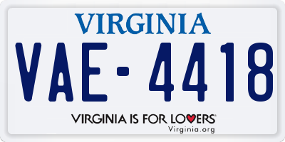 VA license plate VAE4418