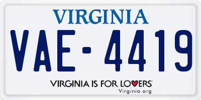 VA license plate VAE4419