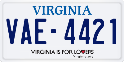 VA license plate VAE4421