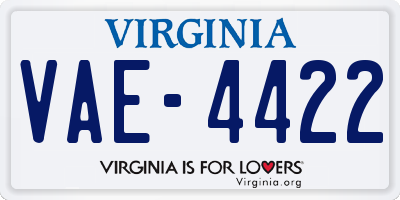 VA license plate VAE4422