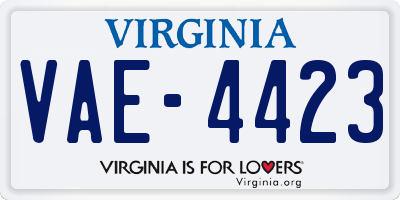 VA license plate VAE4423