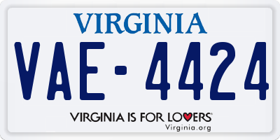 VA license plate VAE4424