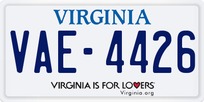 VA license plate VAE4426