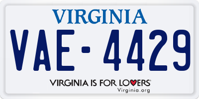 VA license plate VAE4429