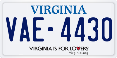 VA license plate VAE4430