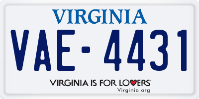 VA license plate VAE4431