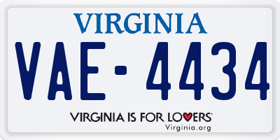 VA license plate VAE4434