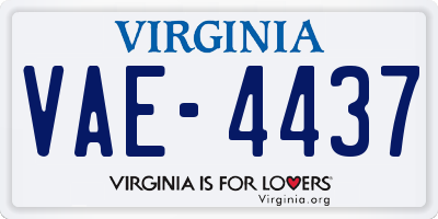 VA license plate VAE4437