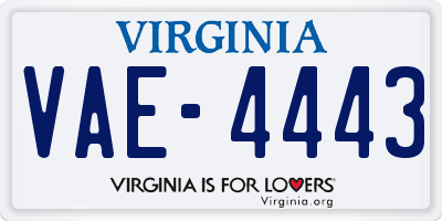VA license plate VAE4443