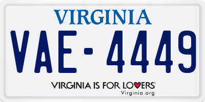VA license plate VAE4449