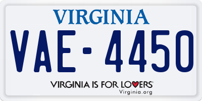 VA license plate VAE4450