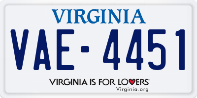 VA license plate VAE4451