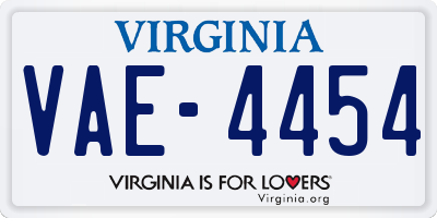 VA license plate VAE4454