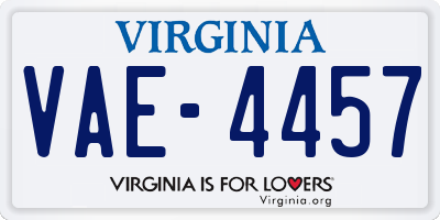 VA license plate VAE4457