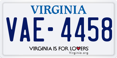 VA license plate VAE4458