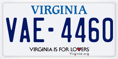 VA license plate VAE4460