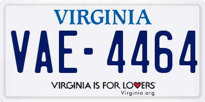 VA license plate VAE4464