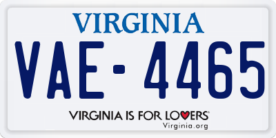 VA license plate VAE4465