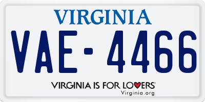 VA license plate VAE4466