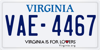 VA license plate VAE4467