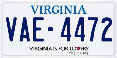VA license plate VAE4472