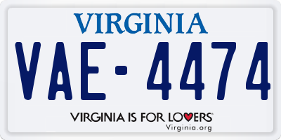 VA license plate VAE4474
