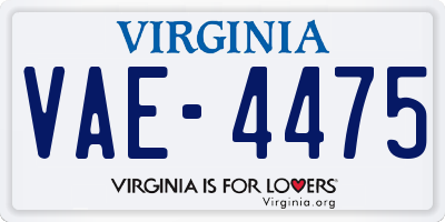 VA license plate VAE4475
