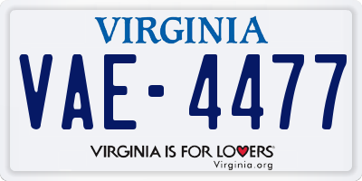 VA license plate VAE4477