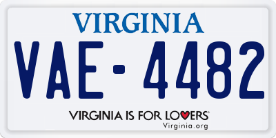 VA license plate VAE4482