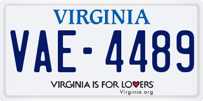 VA license plate VAE4489