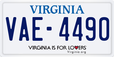VA license plate VAE4490