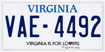 VA license plate VAE4492