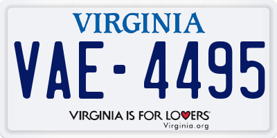 VA license plate VAE4495