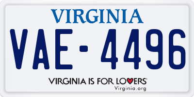 VA license plate VAE4496