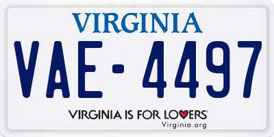 VA license plate VAE4497