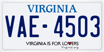 VA license plate VAE4503
