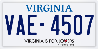 VA license plate VAE4507