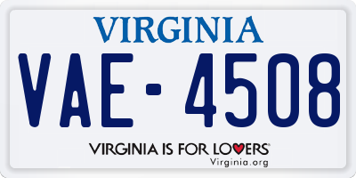 VA license plate VAE4508