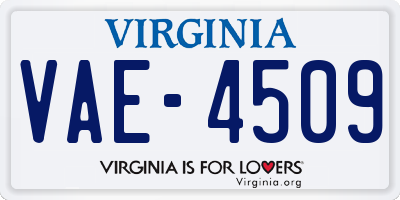 VA license plate VAE4509