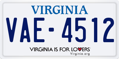 VA license plate VAE4512