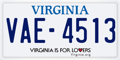 VA license plate VAE4513