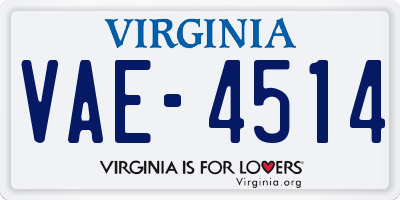 VA license plate VAE4514