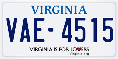 VA license plate VAE4515