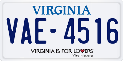 VA license plate VAE4516