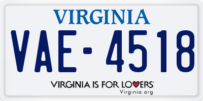 VA license plate VAE4518