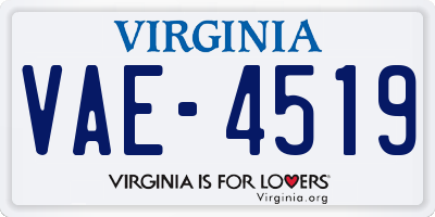 VA license plate VAE4519