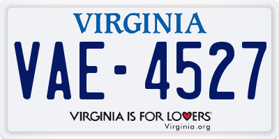 VA license plate VAE4527